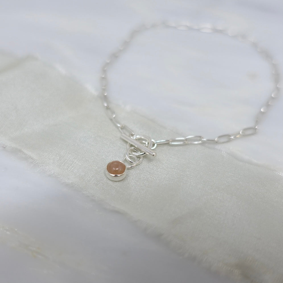 'Intuition' Peach Moonstone Paperclip Bracelet