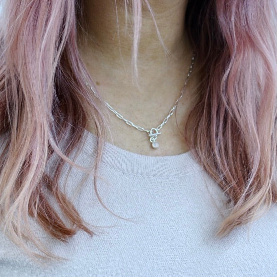 'Love' Rose Quartz Paperclip Necklace