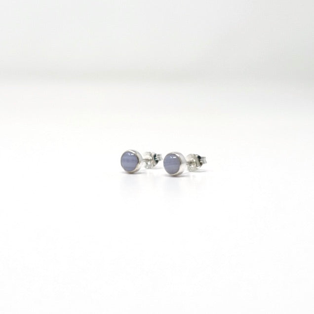 'Communicate' Blue Lace Agate Stud Earrings