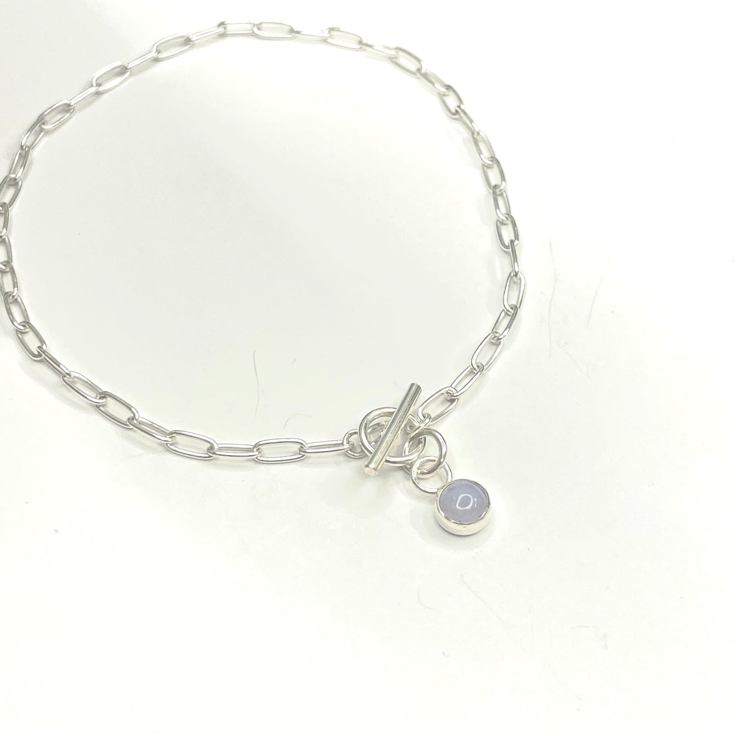 'Communicate' Blue Lace Agate Paperclip Bracelet